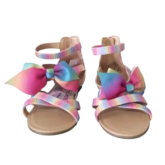 Jojo Siwa Size 4 Gladiator Sandals Girls Rainbow Bow - Picture 3 of 8